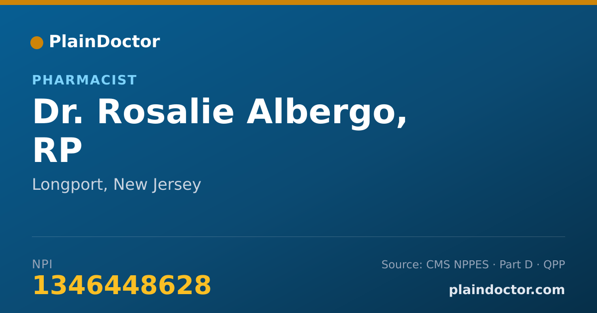 Shareable card for Rosalie Albergo, RP - Pharmacist, Longport, NJ
