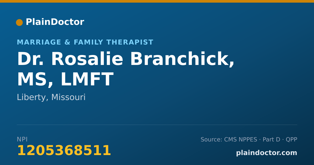 Shareable card for Rosalie Branchick, MS, LMFT - Marriage & Family Therapist, Liberty, MO