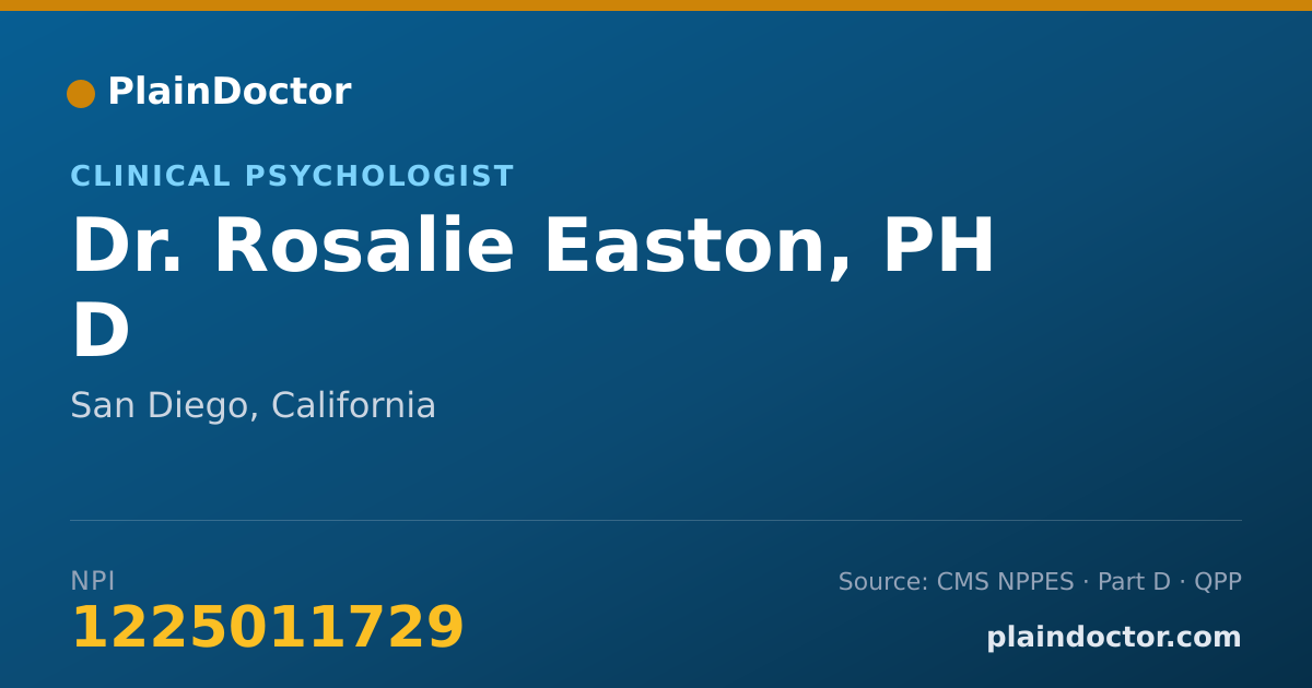 Shareable card for Rosalie Easton, PH D - Clinical Psychologist, San Diego, CA