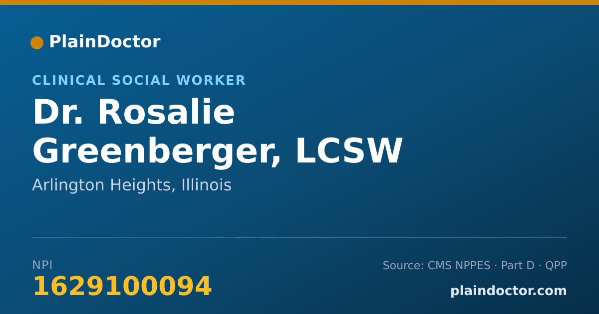 Shareable card for Rosalie Greenberger, LCSW - Clinical Social Worker, Arlington Heights, IL