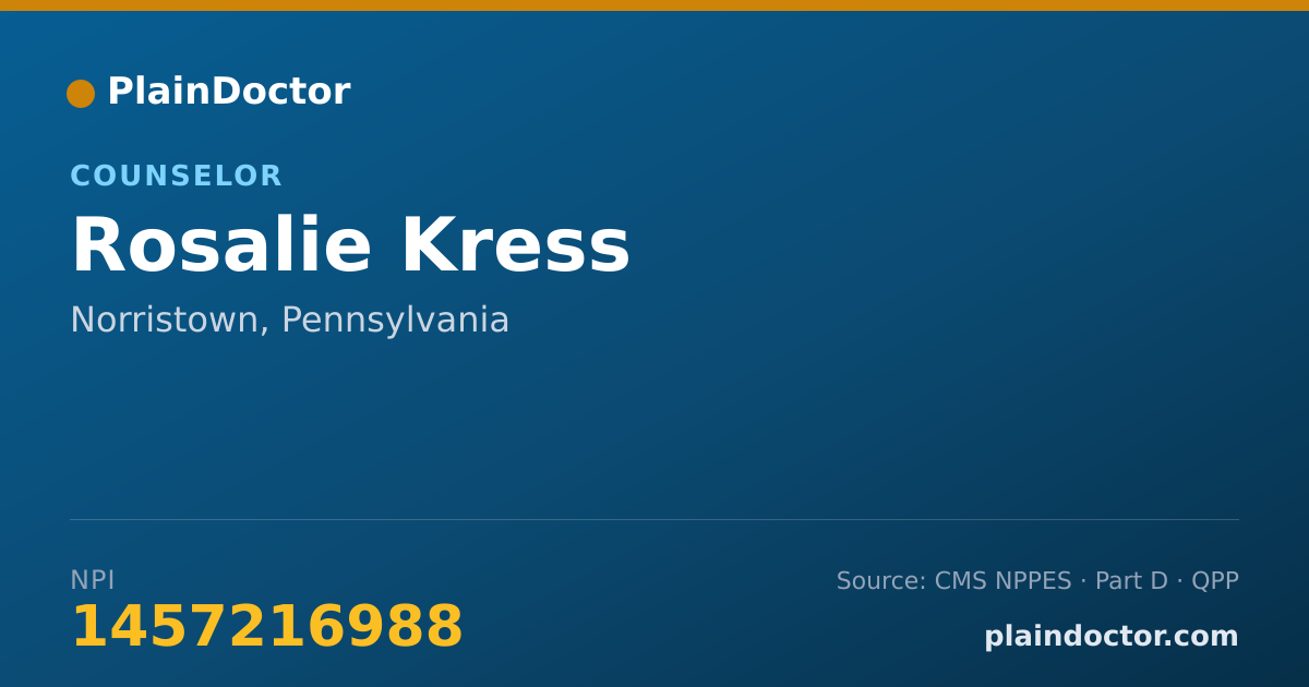 Shareable card for Rosalie Kress - Counselor, Norristown, PA