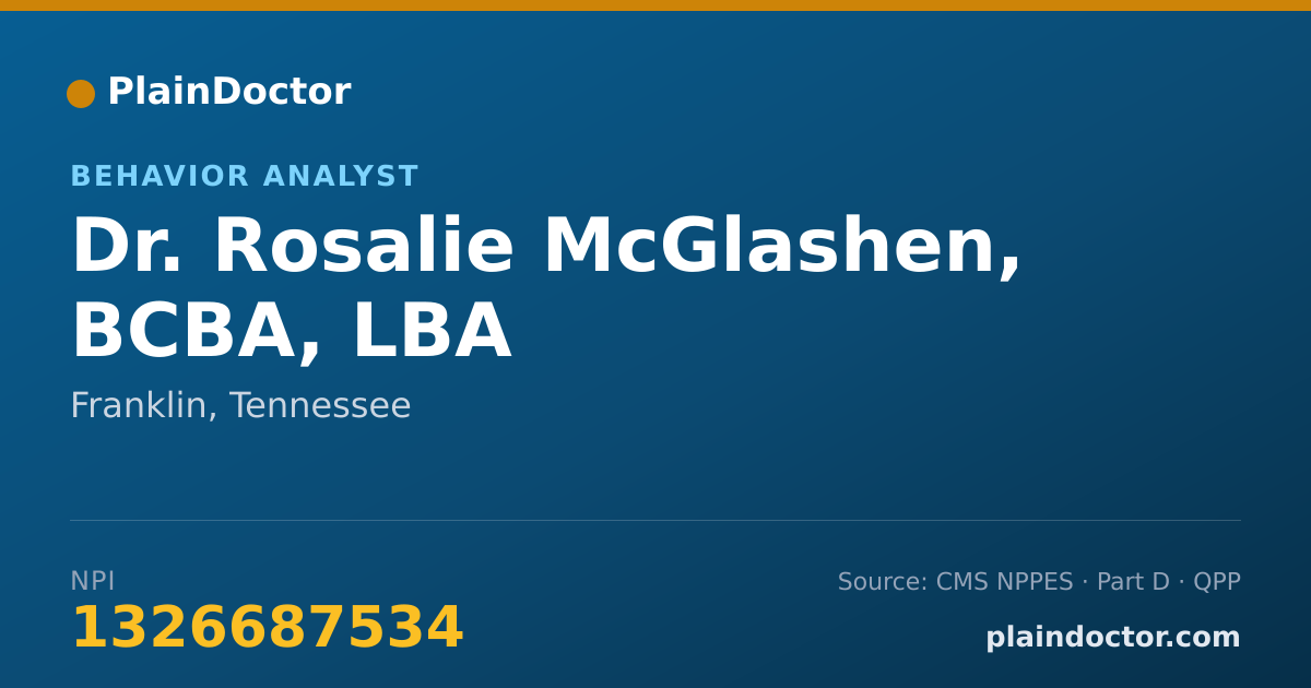 Shareable card for Rosalie McGlashen, BCBA, LBA - Behavior Analyst, Franklin, TN