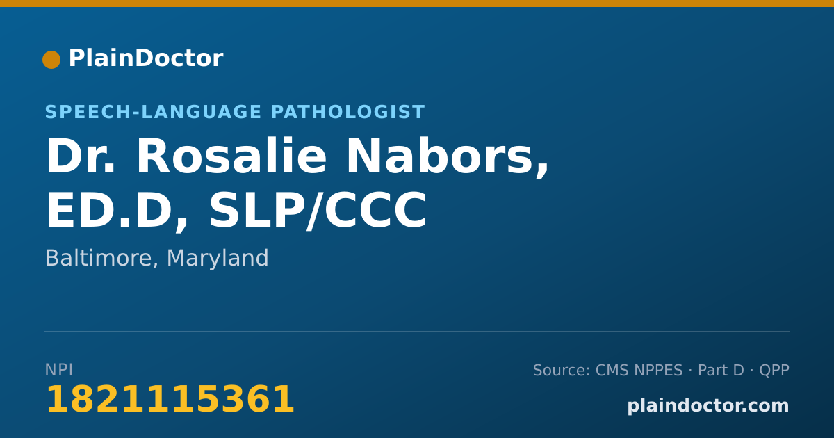 Shareable card for Rosalie Nabors, ED.D, SLP/CCC - Speech-Language Pathologist, Baltimore, MD