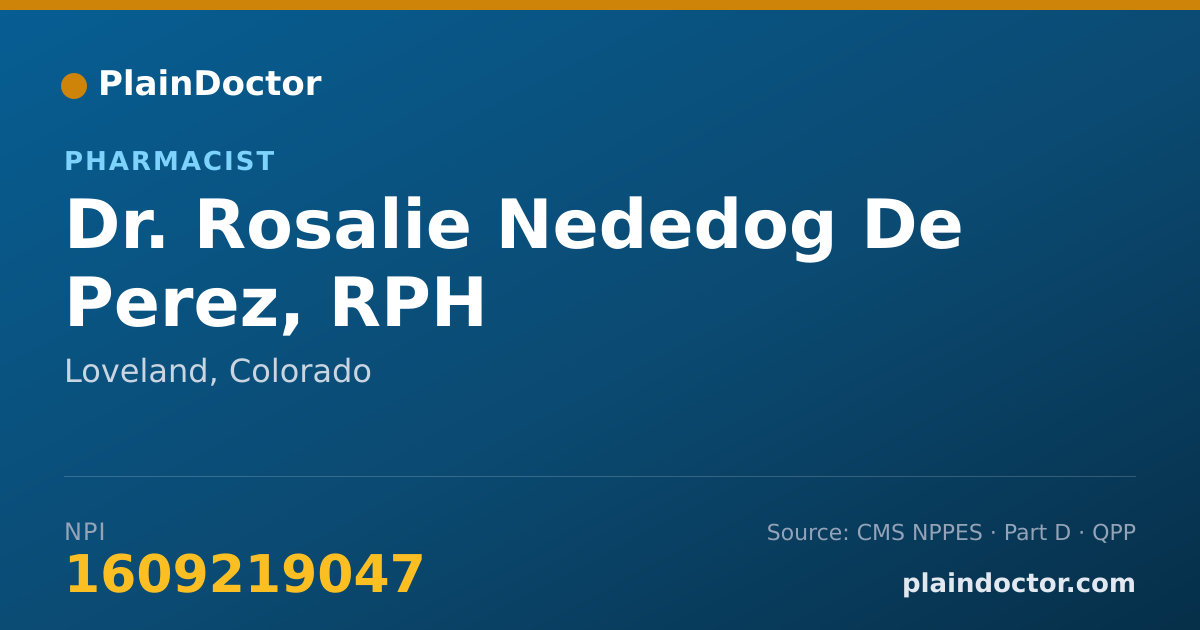 Shareable card for Rosalie Nededog De Perez, RPH - Pharmacist, Loveland, CO