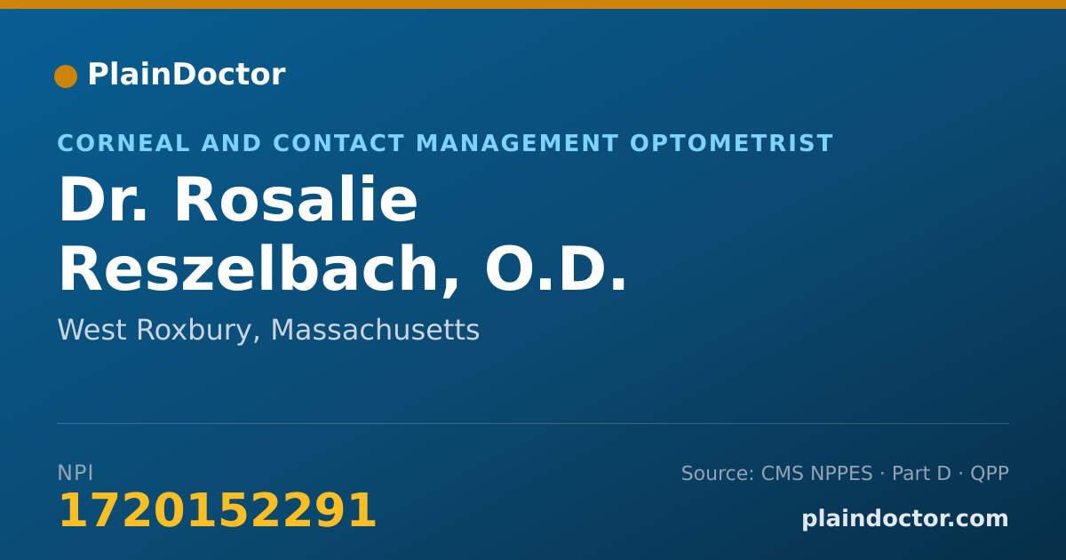 Shareable card for Rosalie Reszelbach, O.D. - Corneal and Contact Management Optometrist, West Roxbury, MA