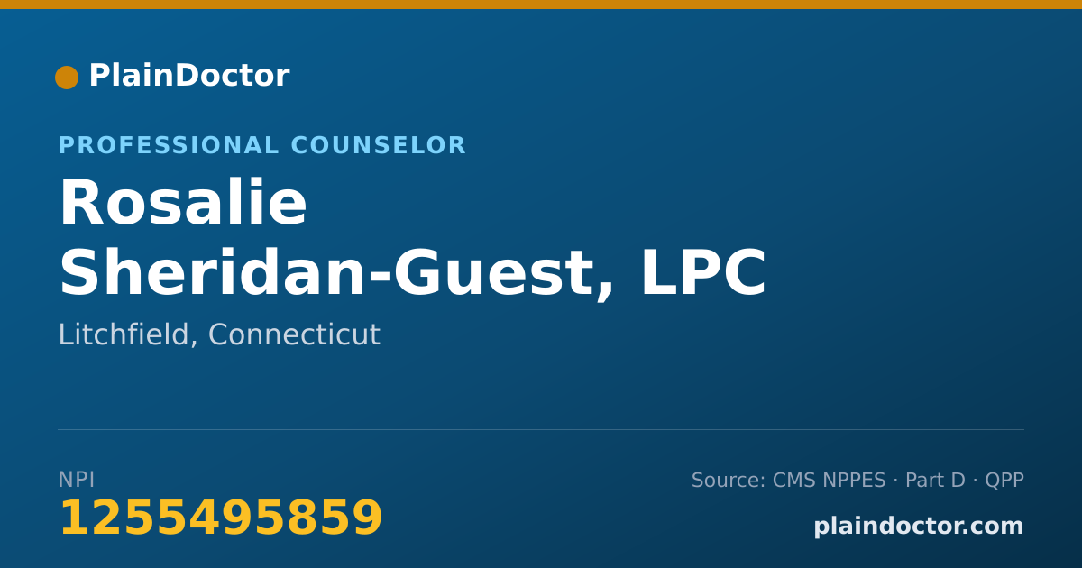 Shareable card for Rosalie Sheridan-Guest, LPC - Professional Counselor, Litchfield, CT