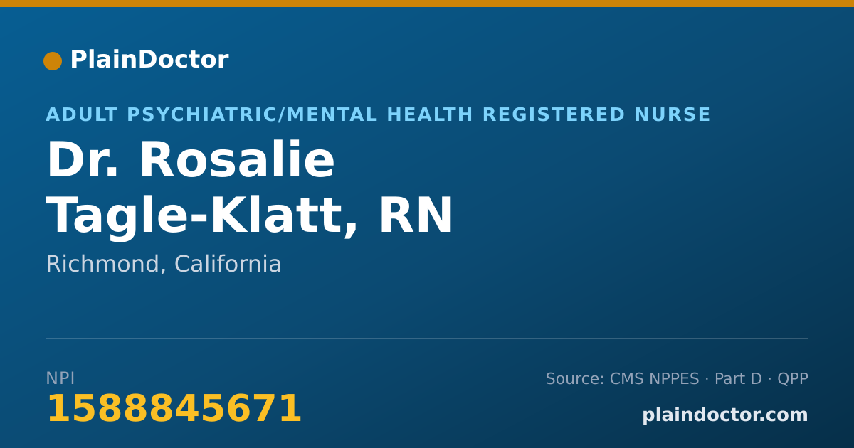 Shareable card for Rosalie Tagle-Klatt, RN - Adult Psychiatric/Mental Health Registered Nurse, Richmond, CA