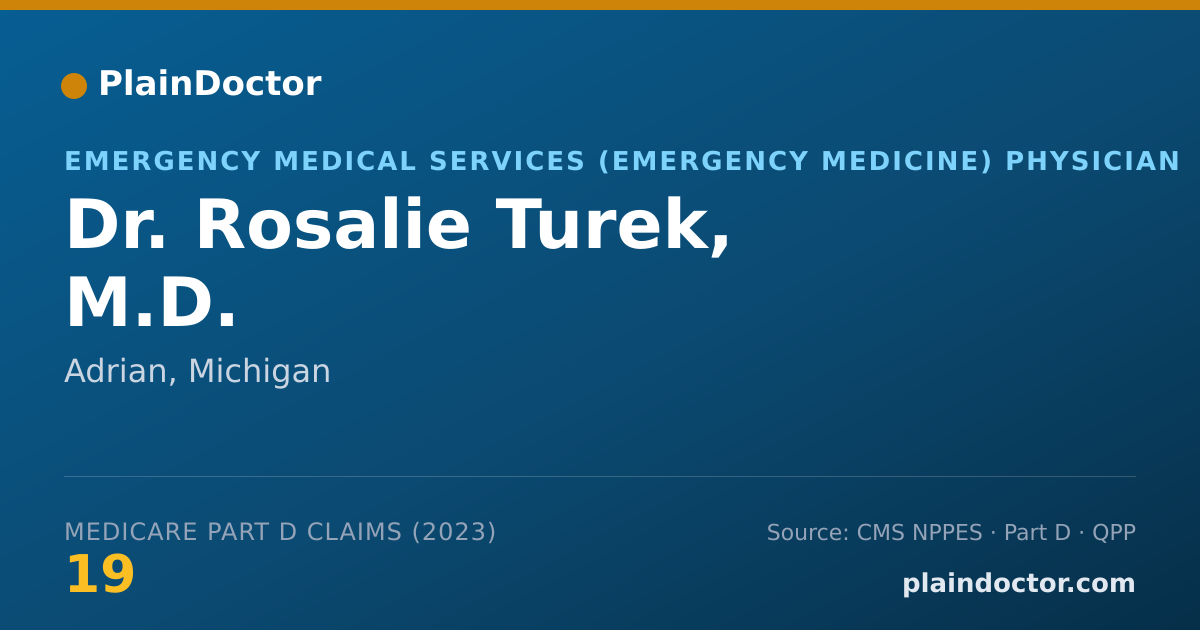 Shareable card for Rosalie Turek, M.D. - Emergency Medical Services (Emergency Medicine) Physician, Adrian, MI