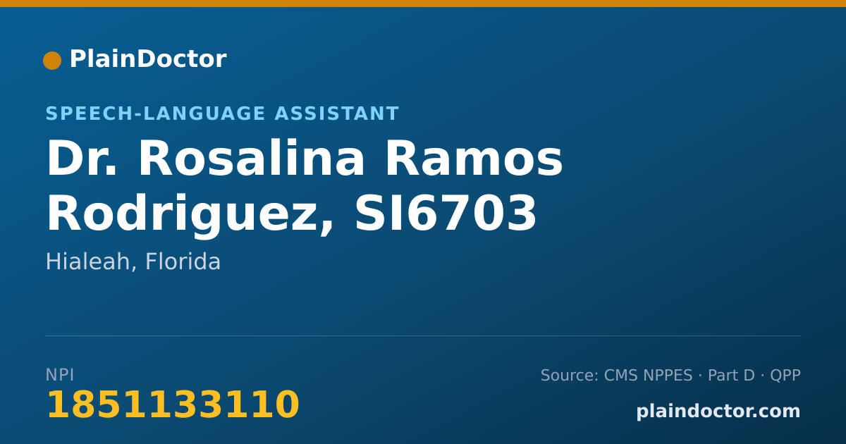 Shareable card for Rosalina Ramos Rodriguez, SI6703 - Speech-Language Assistant, Hialeah, FL