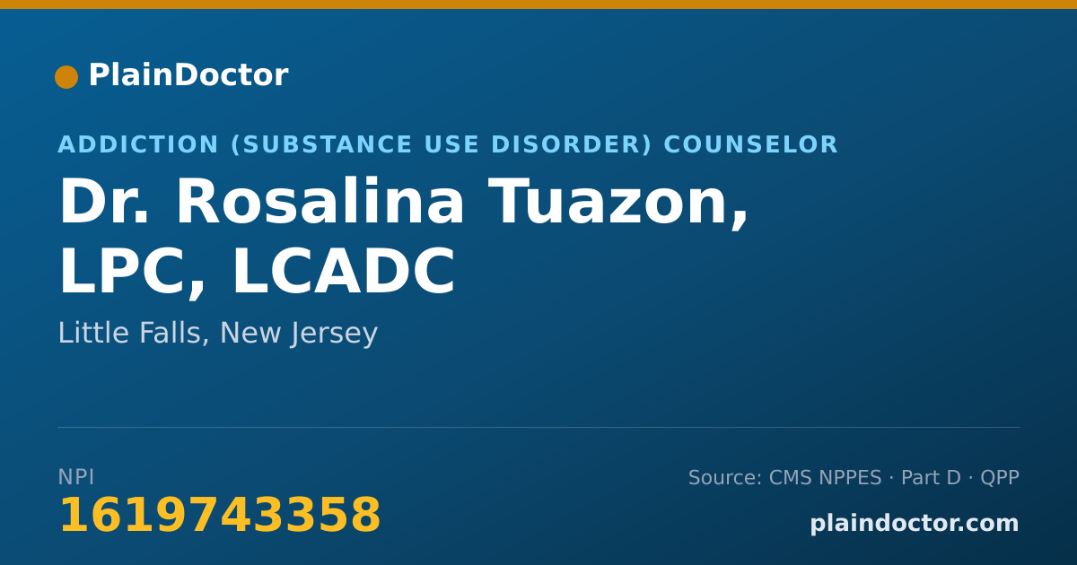 Shareable card for Rosalina Tuazon, LPC, LCADC - Addiction (Substance Use Disorder) Counselor, Little Falls, NJ