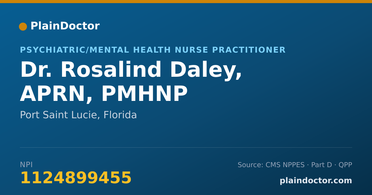Shareable card for Rosalind Daley, APRN, PMHNP - Psychiatric/Mental Health Nurse Practitioner, Port Saint Lucie, FL