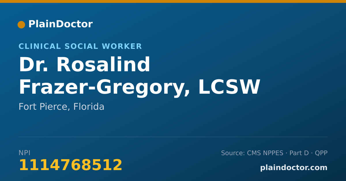 Shareable card for Rosalind Frazer-Gregory, LCSW - Clinical Social Worker, Fort Pierce, FL