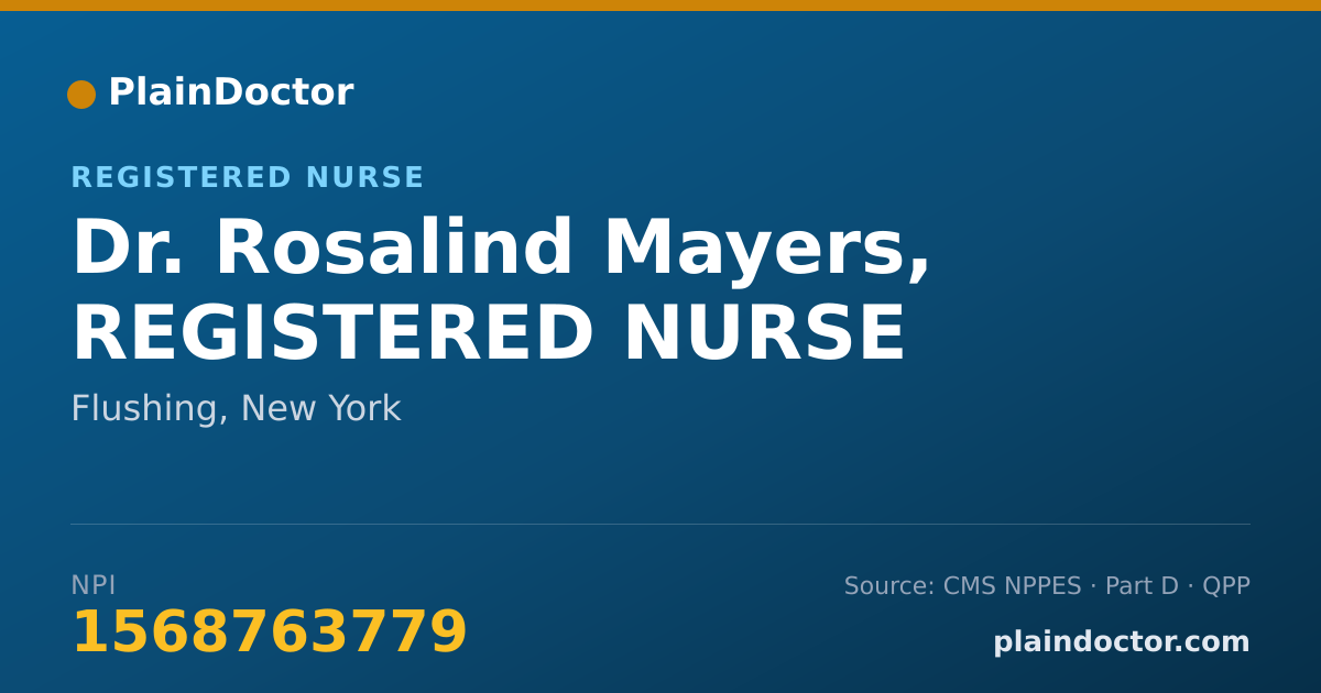 Shareable card for Rosalind Mayers, REGISTERED NURSE - Registered Nurse, Flushing, NY