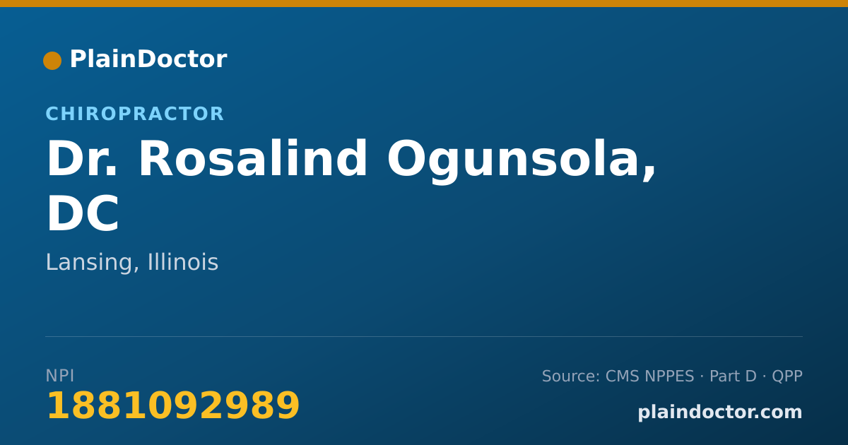 Shareable card for Rosalind Ogunsola, DC - Chiropractor, Lansing, IL