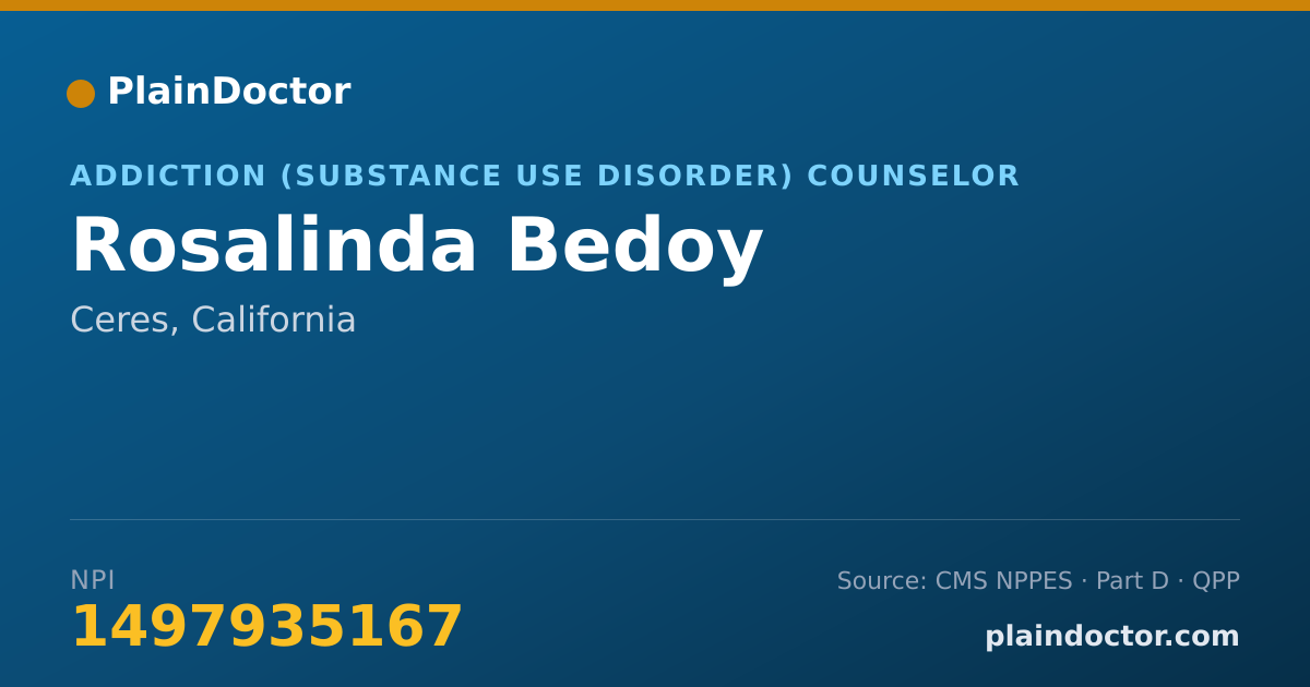 Shareable card for Rosalinda Bedoy - Addiction (Substance Use Disorder) Counselor, Ceres, CA