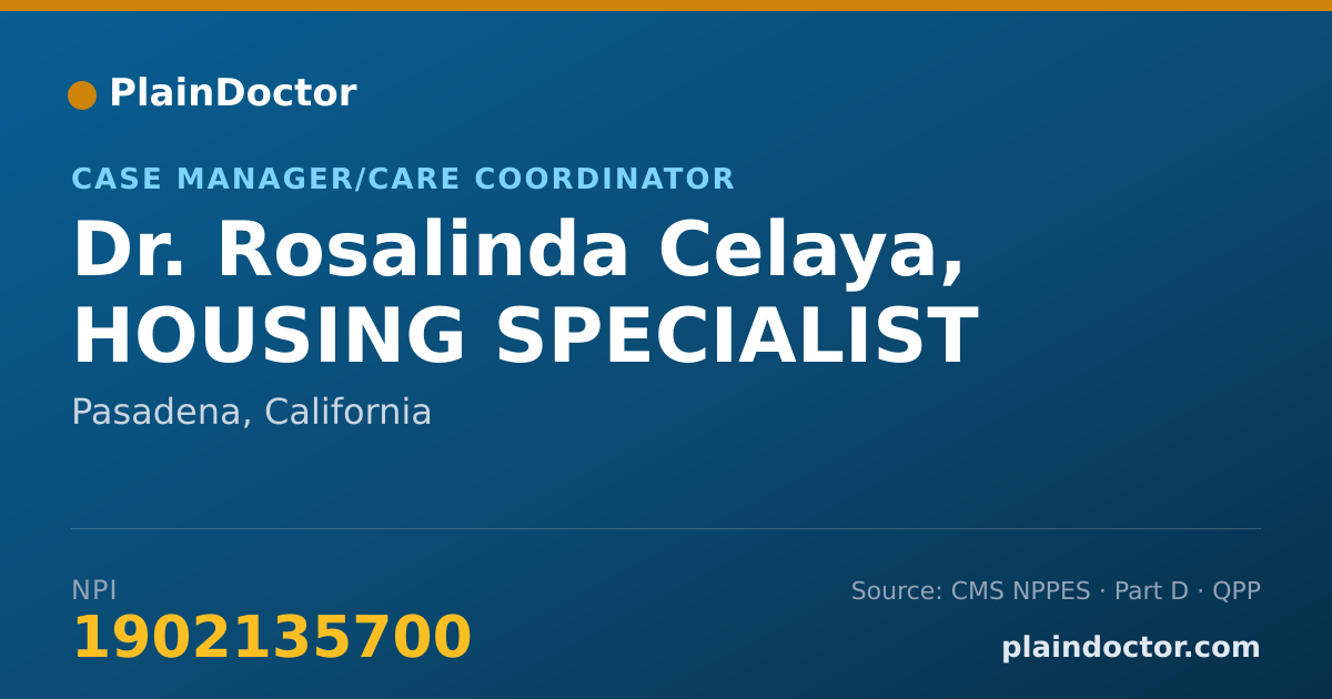 Shareable card for Rosalinda Celaya, HOUSING SPECIALIST - Case Manager/Care Coordinator, Pasadena, CA