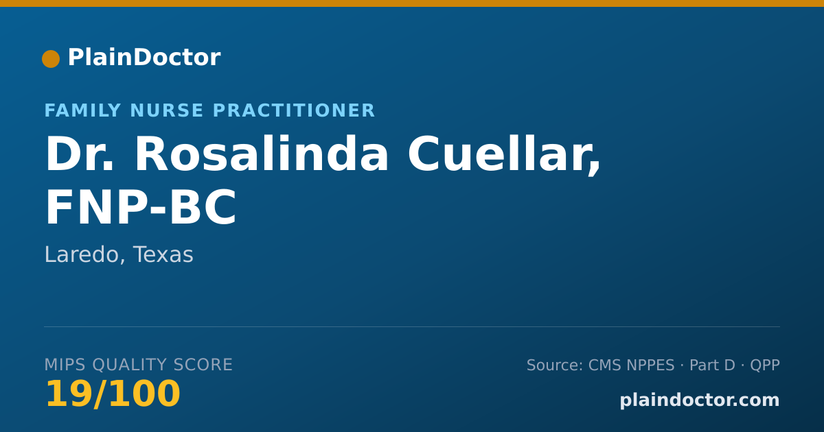 Shareable card for Rosalinda Cuellar, FNP-BC - Family Nurse Practitioner, Laredo, TX