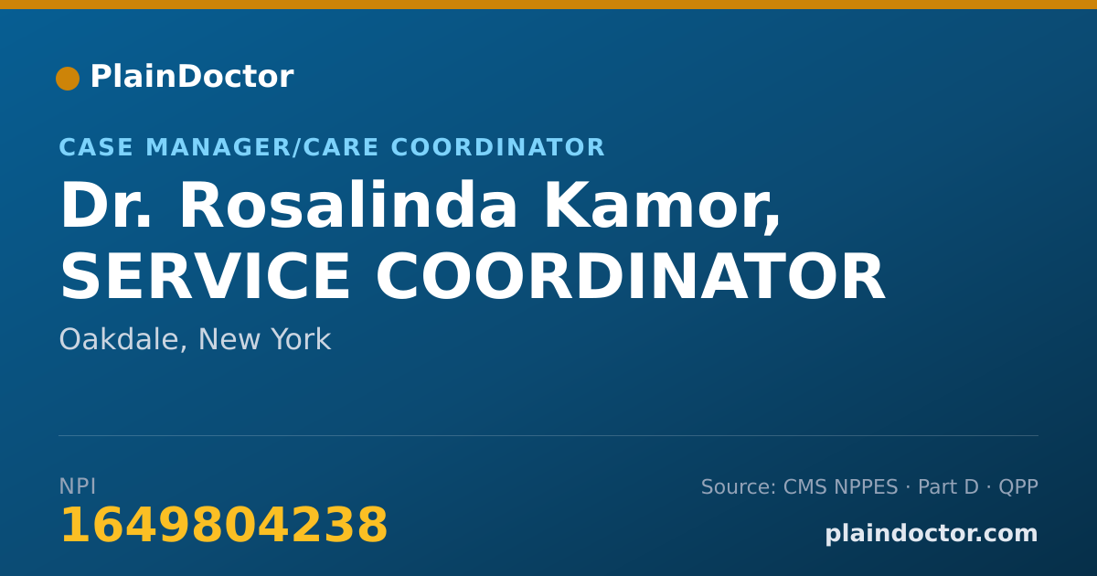 Shareable card for Rosalinda Kamor, SERVICE COORDINATOR - Case Manager/Care Coordinator, Oakdale, NY