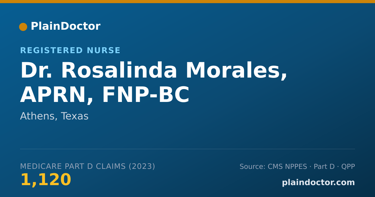 Shareable card for Rosalinda Morales, APRN, FNP-BC - Registered Nurse, Athens, TX