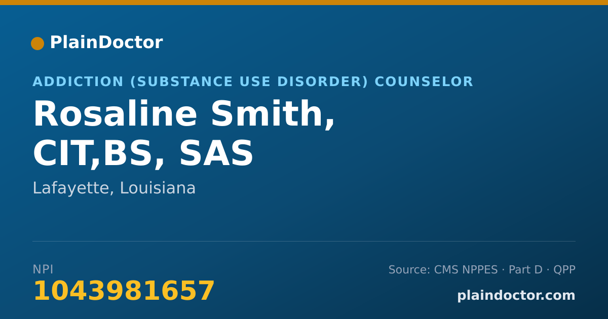 Shareable card for Rosaline Smith, CIT,BS, SAS - Addiction (Substance Use Disorder) Counselor, Lafayette, LA