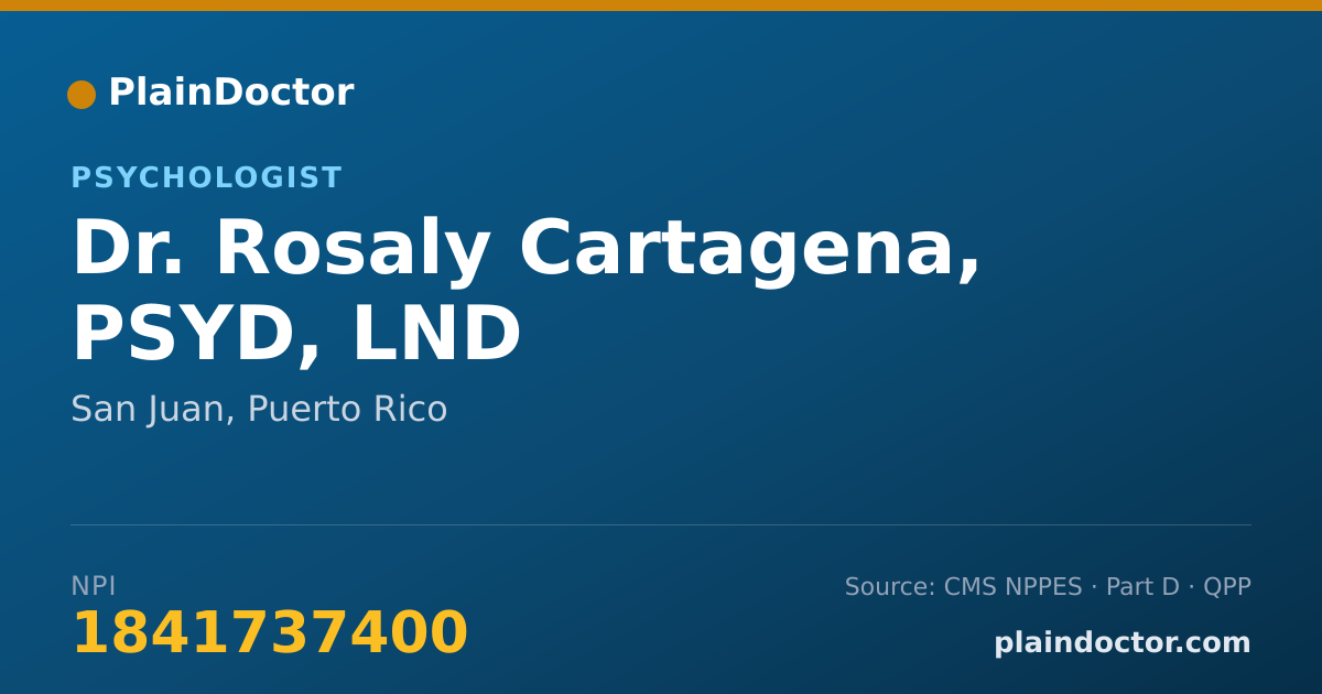 Shareable card for Rosaly Cartagena, PSYD, LND - Psychologist, San Juan, PR