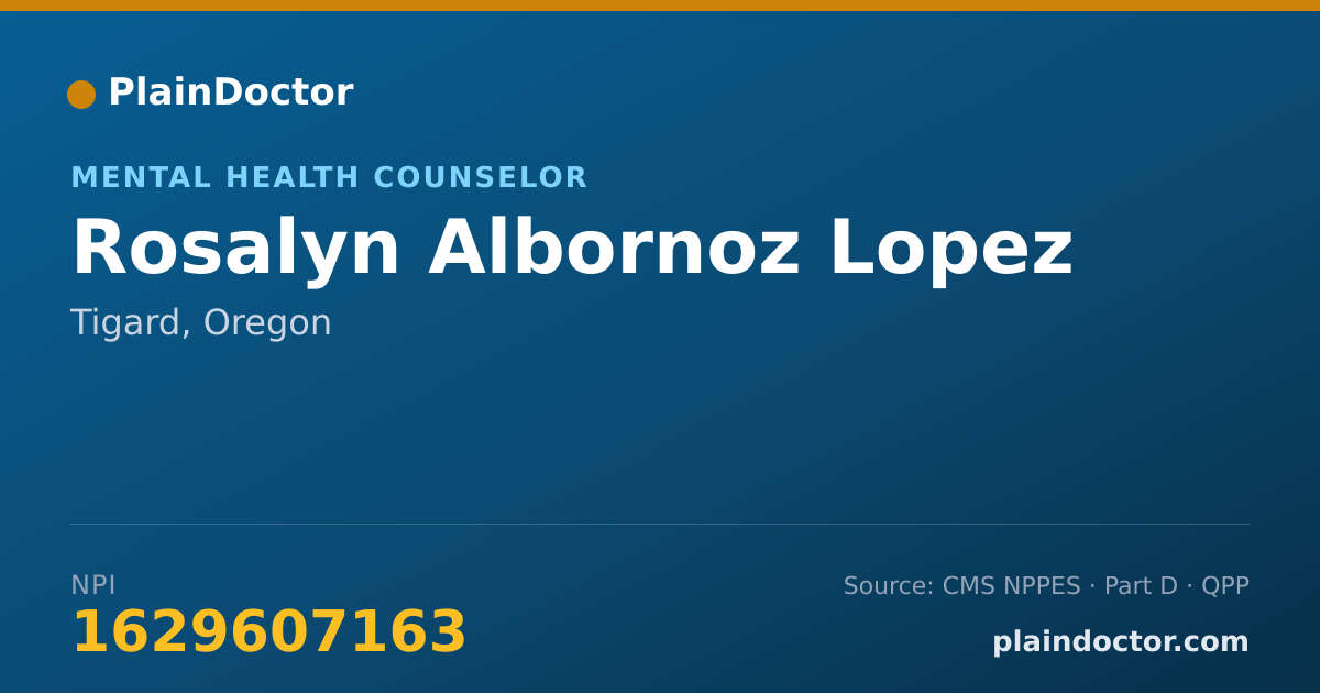 Shareable card for Rosalyn Albornoz Lopez - Mental Health Counselor, Tigard, OR
