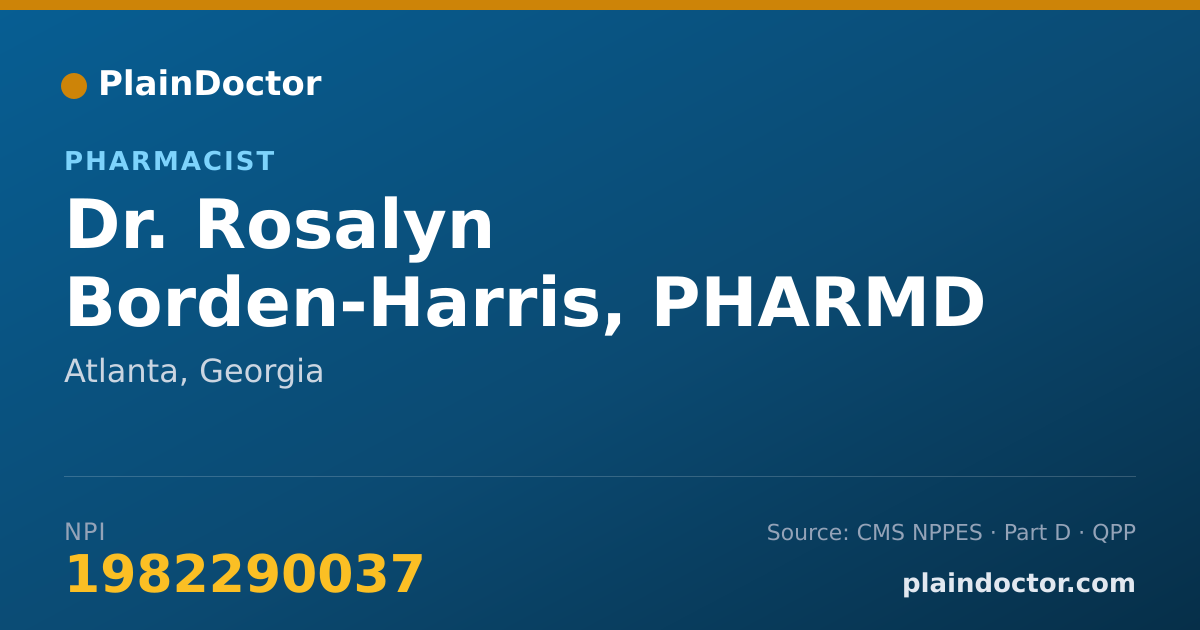 Shareable card for Rosalyn Borden-Harris, PHARMD - Pharmacist, Atlanta, GA