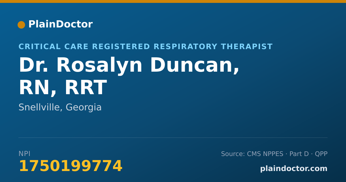 Shareable card for Rosalyn Duncan, RN, RRT - Critical Care Registered Respiratory Therapist, Snellville, GA