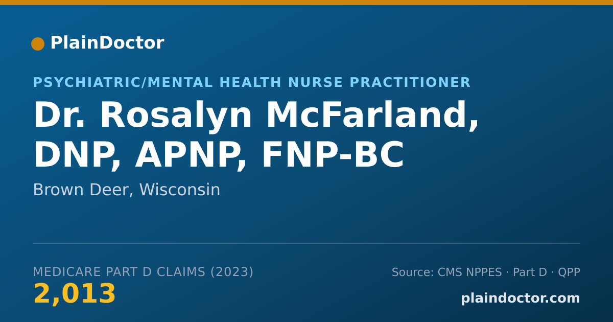 Shareable card for Rosalyn McFarland, DNP, APNP, FNP-BC - Psychiatric/Mental Health Nurse Practitioner, Brown Deer, WI