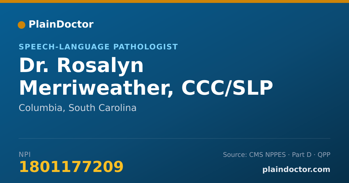 Shareable card for Rosalyn Merriweather, CCC/SLP - Speech-Language Pathologist, Columbia, SC