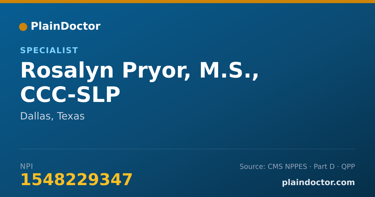 Shareable card for Rosalyn Pryor, M.S., CCC-SLP - Specialist, Dallas, TX