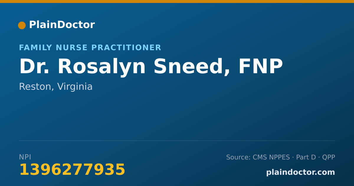 Shareable card for Rosalyn Sneed, FNP - Family Nurse Practitioner, Reston, VA