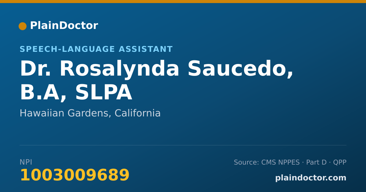 Shareable card for Rosalynda Saucedo, B.A, SLPA - Speech-Language Assistant, Hawaiian Gardens, CA