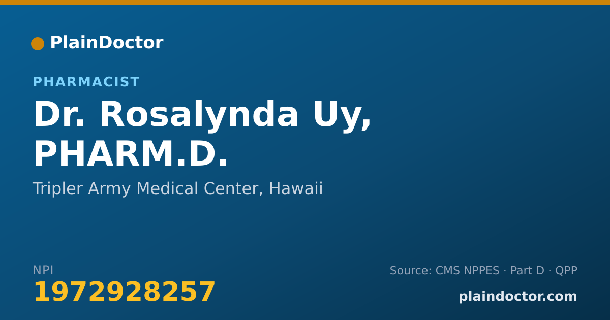 Shareable card for Rosalynda Uy, PHARM.D. - Pharmacist, Tripler Army Medical Center, HI