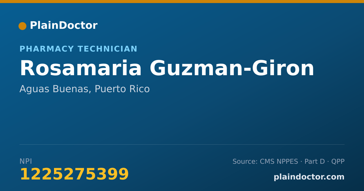 Shareable card for Rosamaria Guzman-Giron - Pharmacy Technician, Aguas Buenas, PR