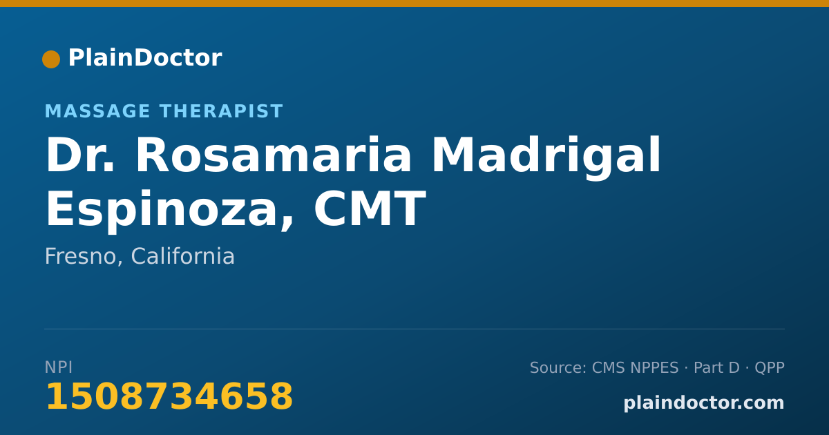 Shareable card for Rosamaria Madrigal Espinoza, CMT - Massage Therapist, Fresno, CA