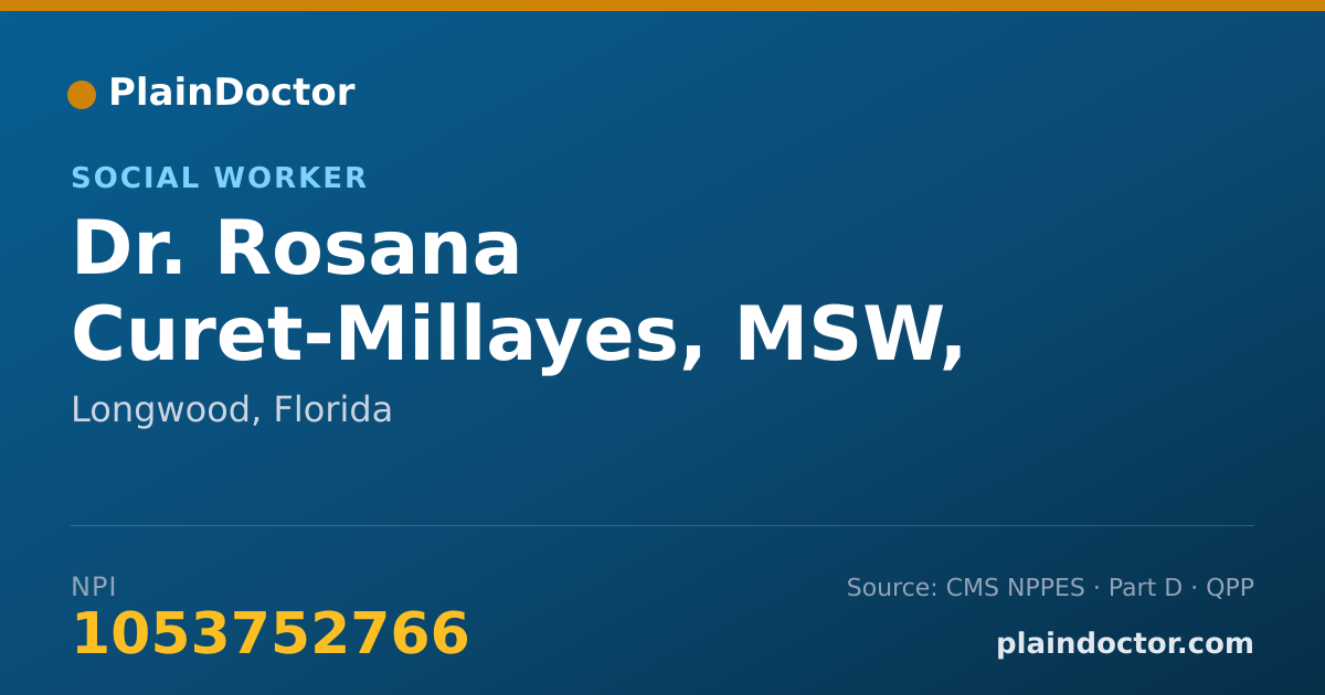 Shareable card for Rosana Curet-Millayes, MSW, RCSWI - Social Worker, Longwood, FL