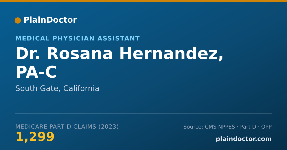 Shareable card for Rosana Hernandez, PA-C - Medical Physician Assistant, South Gate, CA