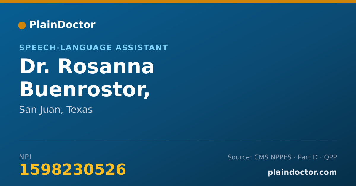 Shareable card for Rosanna Buenrostor, SLP-ASSISTANT - Speech-Language Assistant, San Juan, TX