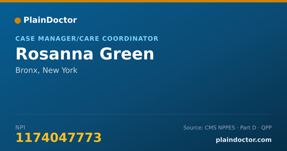 Shareable card for Rosanna Green - Case Manager/Care Coordinator, Bronx, NY