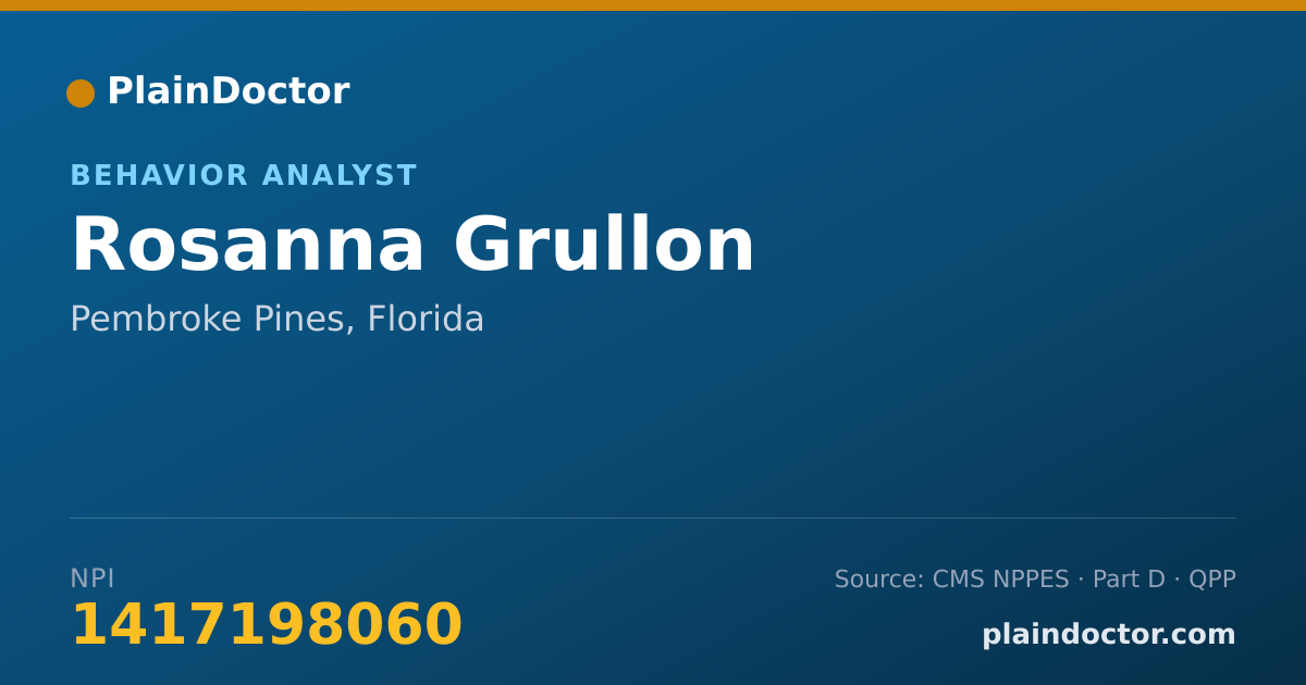 Shareable card for Rosanna Grullon - Behavior Analyst, Pembroke Pines, FL