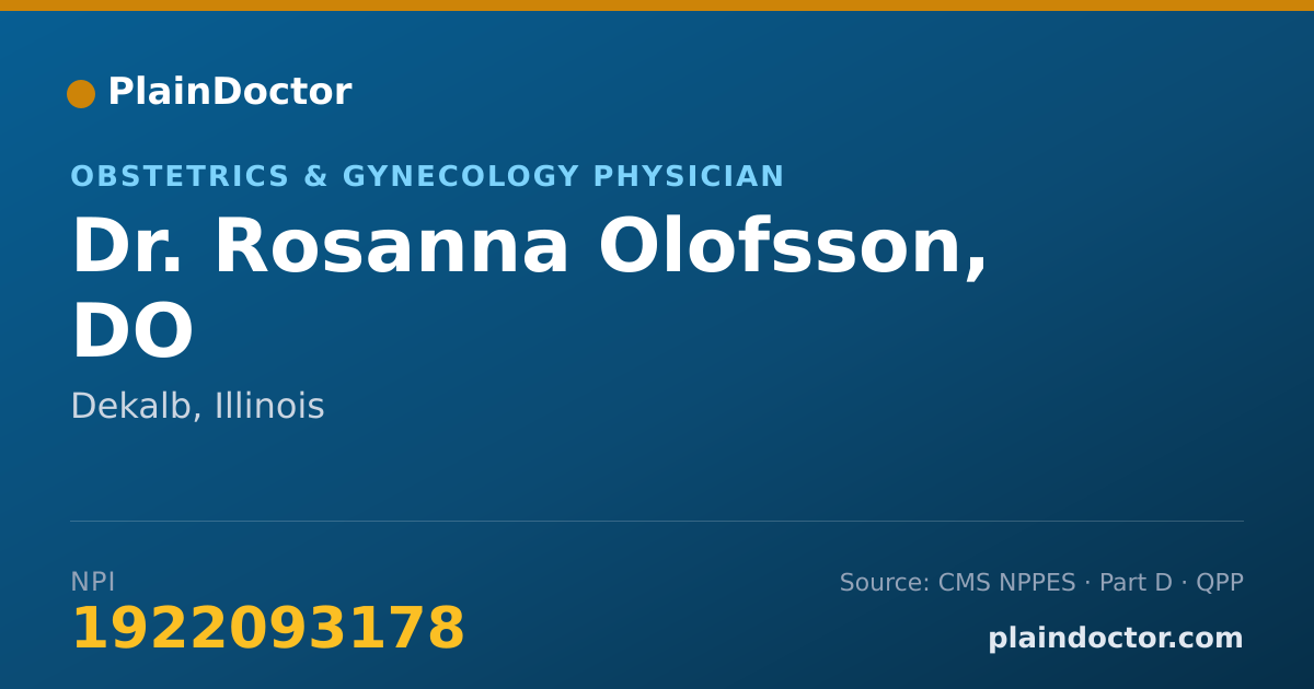 Shareable card for Rosanna Olofsson, DO - Obstetrics & Gynecology Physician, Dekalb, IL