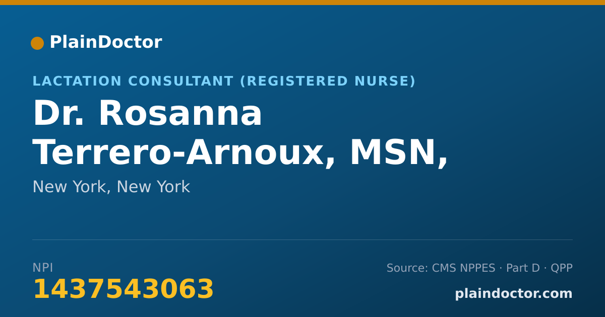 Shareable card for Rosanna Terrero-Arnoux, MSN, PMHNP-BC, IBCLC - Lactation Consultant (Registered Nurse), New York, NY