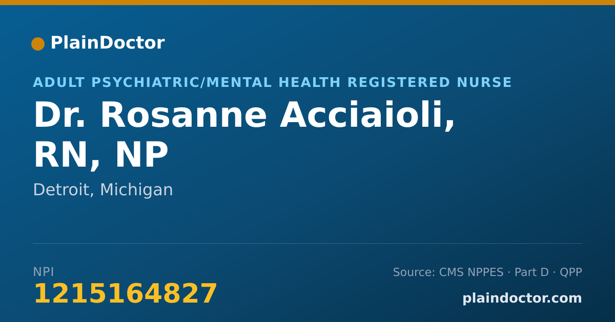 Shareable card for Rosanne Acciaioli, RN, NP - Adult Psychiatric/Mental Health Registered Nurse, Detroit, MI