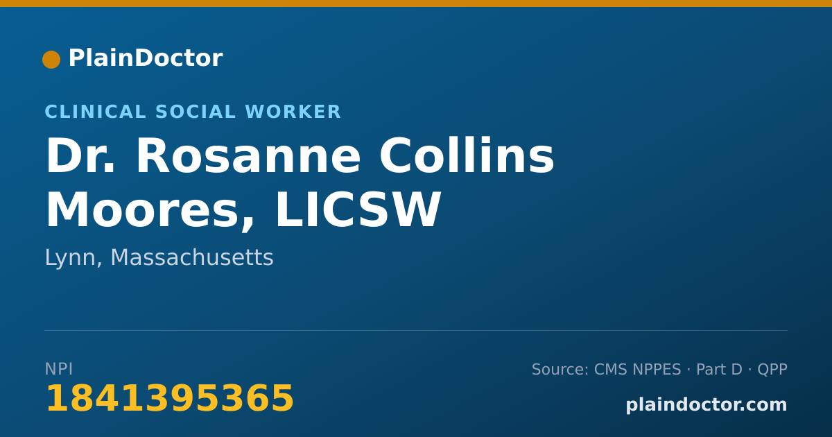Shareable card for Rosanne Collins Moores, LICSW - Clinical Social Worker, Lynn, MA