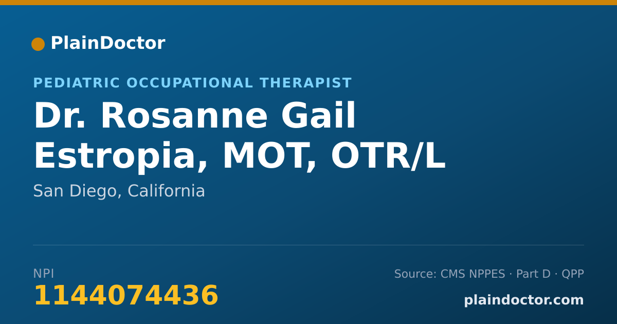 Shareable card for Rosanne Gail Estropia, MOT, OTR/L - Pediatric Occupational Therapist, San Diego, CA