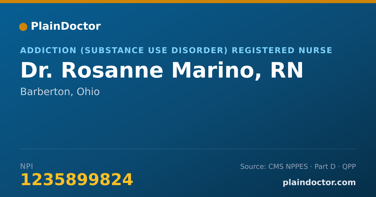 Shareable card for Rosanne Marino, RN - Addiction (Substance Use Disorder) Registered Nurse, Barberton, OH