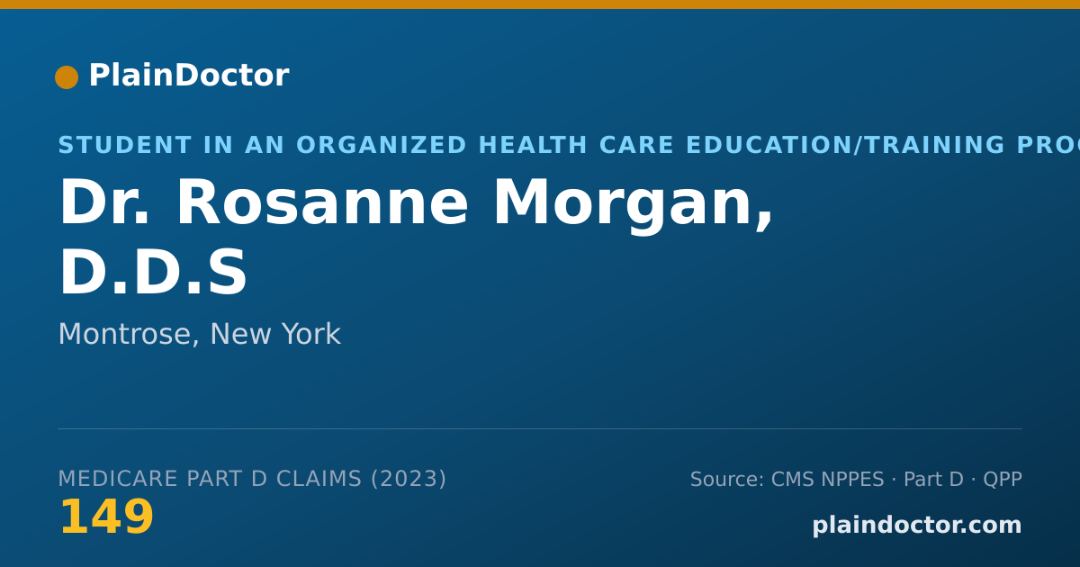 Shareable card for Rosanne Morgan, D.D.S - Student in an Organized Health Care Education/Training Program, Montrose, NY