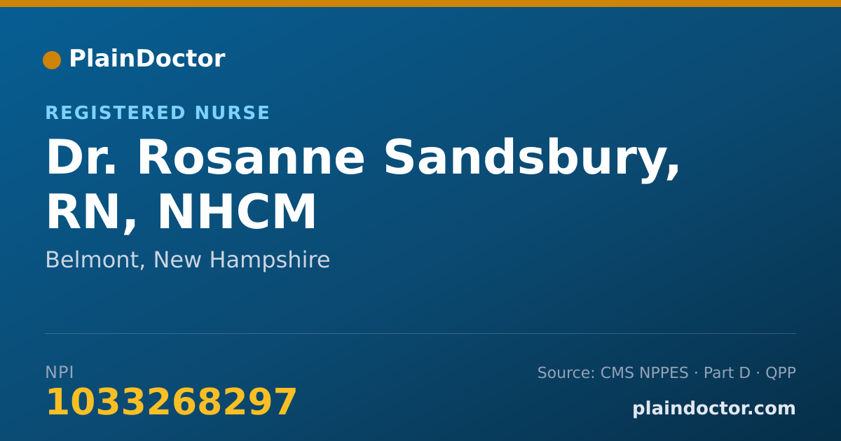 Shareable card for Rosanne Sandsbury, RN,  NHCM - Registered Nurse, Belmont, NH