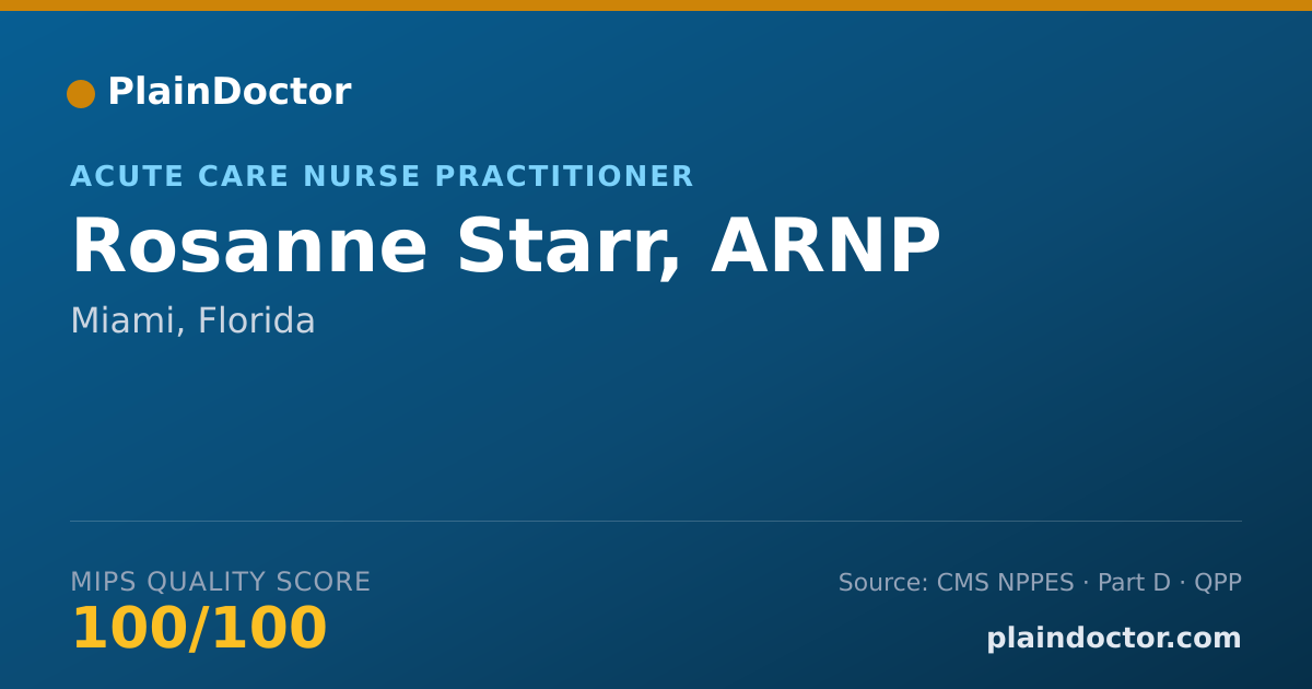 Shareable card for Rosanne Starr, ARNP - Acute Care Nurse Practitioner, Miami, FL
